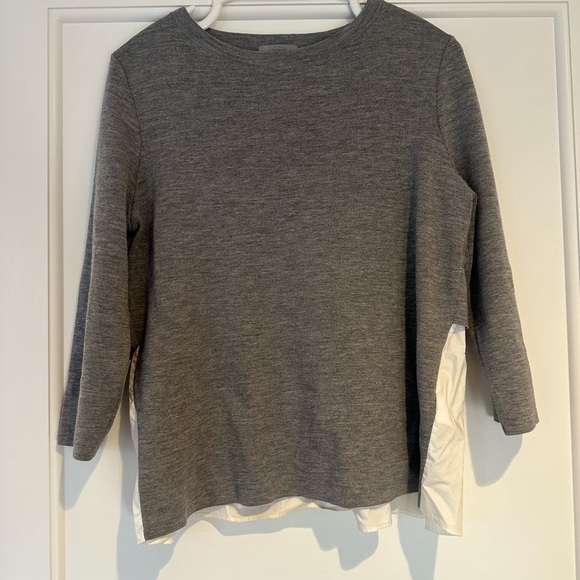COS Gray Sweater with Layered Shirt Back - Picture 3 of 5